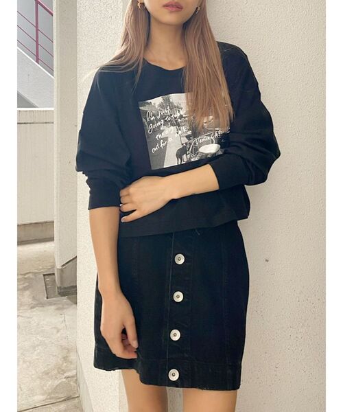 GYDA（ジェイダ）の「ウエストデザインスカートライクショーパン（デニムスカート・レディース・ブラック/ブルー/ベージュ・SMALL/MEDIUM）」の9枚目の写真