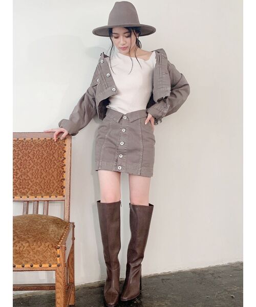 GYDA（ジェイダ）の「ウエストデザインスカートライクショーパン（デニムスカート・レディース・ブラック/ブルー/ベージュ・SMALL/MEDIUM）」の16枚目の写真