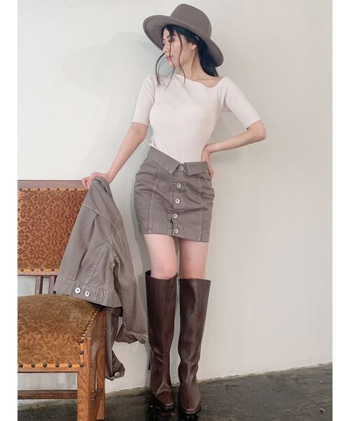 GYDA（ジェイダ）の「ウエストデザインスカートライクショーパン（デニムスカート・レディース・ブラック/ブルー/ベージュ・SMALL/MEDIUM）」の18枚目の写真