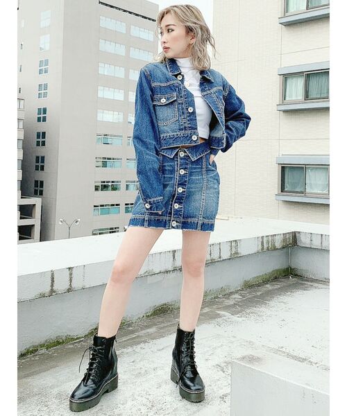 GYDA（ジェイダ）の「ウエストデザインスカートライクショーパン（デニムスカート・レディース・ブラック/ブルー/ベージュ・SMALL/MEDIUM）」の20枚目の写真