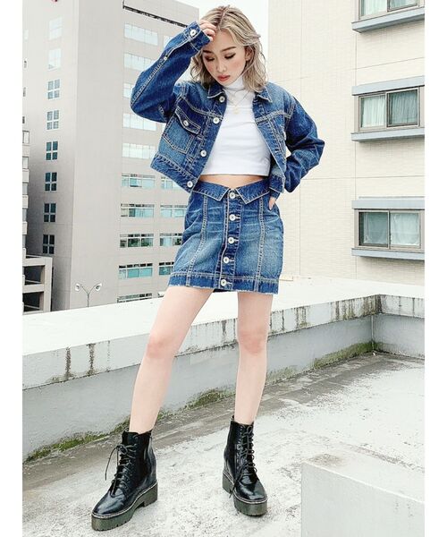 GYDA（ジェイダ）の「ウエストデザインスカートライクショーパン（デニムスカート・レディース・ブラック/ブルー/ベージュ・SMALL/MEDIUM）」の21枚目の写真