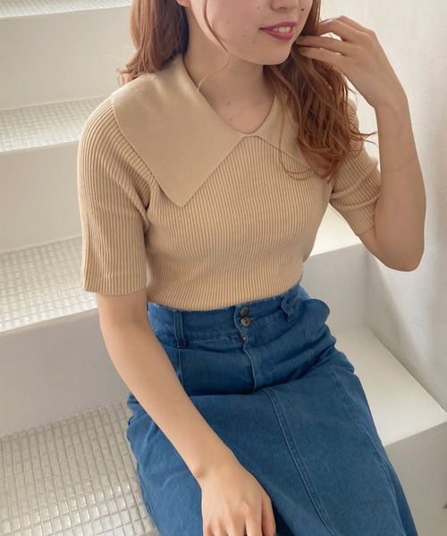 Cheek（チーク）の「衿付きリブプルオーバー（ニット/セーター・レディース・グリーン/アイボリー/モカ・MEDIUM）」の22枚目の写真