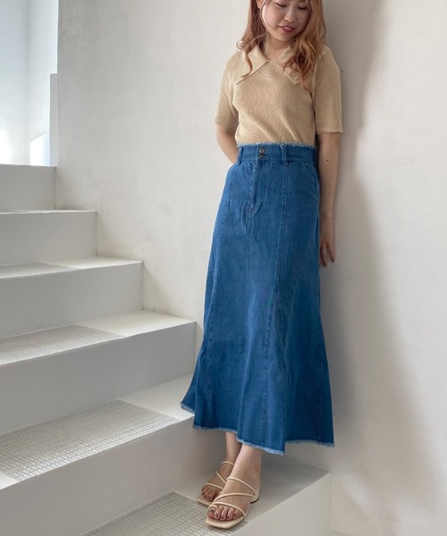 Cheek（チーク）の「衿付きリブプルオーバー（ニット/セーター・レディース・グリーン/アイボリー/モカ・MEDIUM）」の7枚目の写真