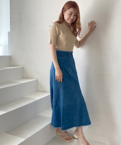 Cheek（チーク）の「衿付きリブプルオーバー（ニット/セーター・レディース・グリーン/アイボリー/モカ・MEDIUM）」の9枚目の写真