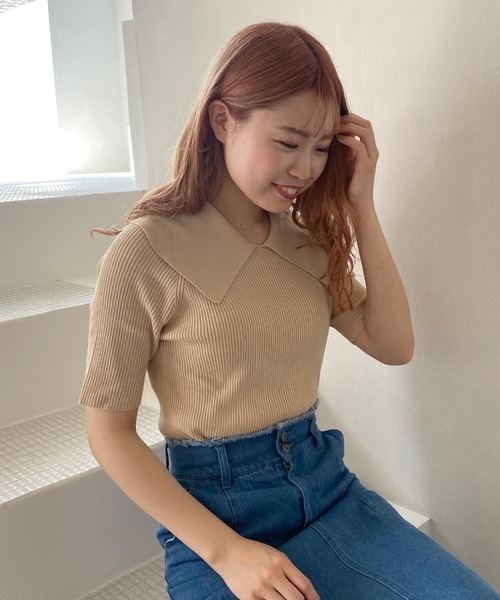 Cheek（チーク）の「衿付きリブプルオーバー（ニット/セーター・レディース・グリーン/アイボリー/モカ・MEDIUM）」の17枚目の写真