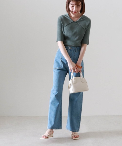 Cheek（チーク）の「衿付きリブプルオーバー（ニット/セーター・レディース・グリーン/アイボリー/モカ・MEDIUM）」の16枚目の写真