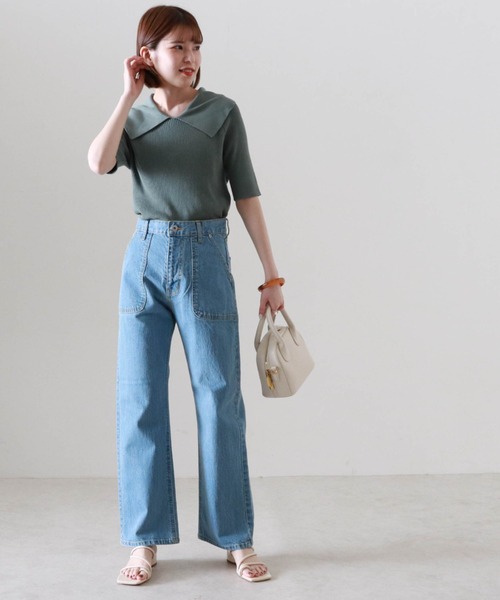 Cheek（チーク）の「衿付きリブプルオーバー（ニット/セーター・レディース・グリーン/アイボリー/モカ・MEDIUM）」の6枚目の写真