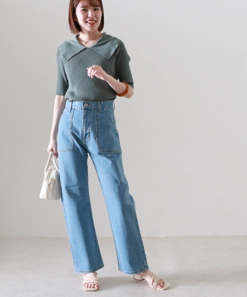 Cheek（チーク）の「衿付きリブプルオーバー（ニット/セーター・レディース・グリーン/アイボリー/モカ・MEDIUM）」の11枚目の写真