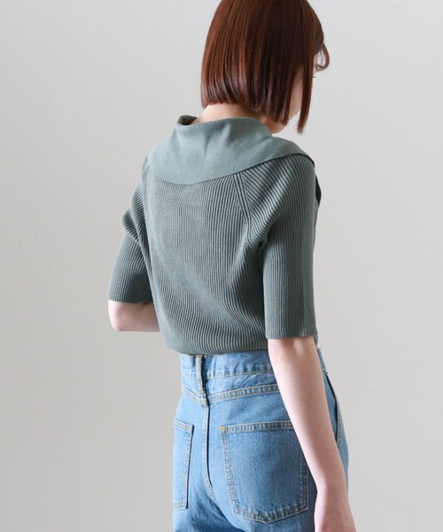 Cheek（チーク）の「衿付きリブプルオーバー（ニット/セーター・レディース・グリーン/アイボリー/モカ・MEDIUM）」の4枚目の写真