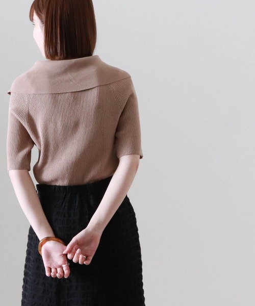 Cheek（チーク）の「衿付きリブプルオーバー（ニット/セーター・レディース・グリーン/アイボリー/モカ・MEDIUM）」の5枚目の写真