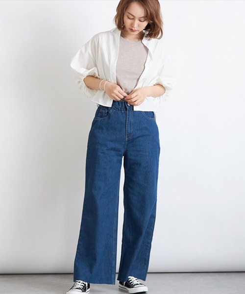 STYLEBLOCK（スタイルブロック）の「セミフレアデニムパンツ（デニムパンツ・レディース・ブルー/ライトブルー・FREE）」の7枚目の写真