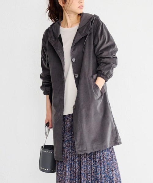 RANAN（ラナン）の「コーデュロイモッズ風パーカーコート（モッズコート・レディース・キャメル/ネイビー/グレー・L/M/LL/3L）」の2枚目の写真