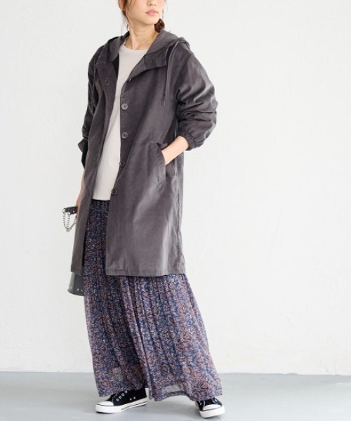 RANAN（ラナン）の「コーデュロイモッズ風パーカーコート（モッズコート・レディース・キャメル/ネイビー/グレー・L/M/LL/3L）」の9枚目の写真