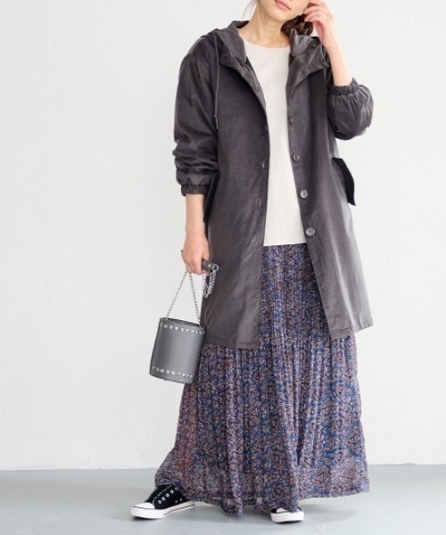 RANAN（ラナン）の「コーデュロイモッズ風パーカーコート（モッズコート・レディース・キャメル/ネイビー/グレー・L/M/LL/3L）」の10枚目の写真