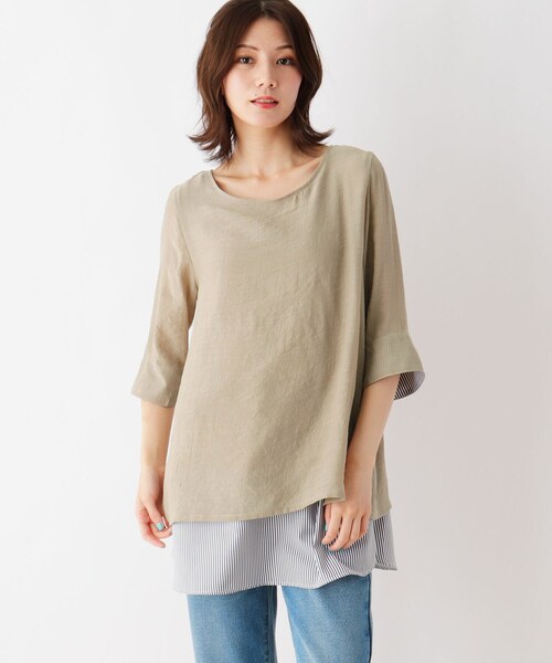 SHOO・LA・RUE（シューラルー）の「◆スラブレイヤード風プルオーバー（Tシャツ/カットソー・レディース・ライトブルー/ブラック/ベージュ/カーキ・02/03/04）」の3枚目の写真