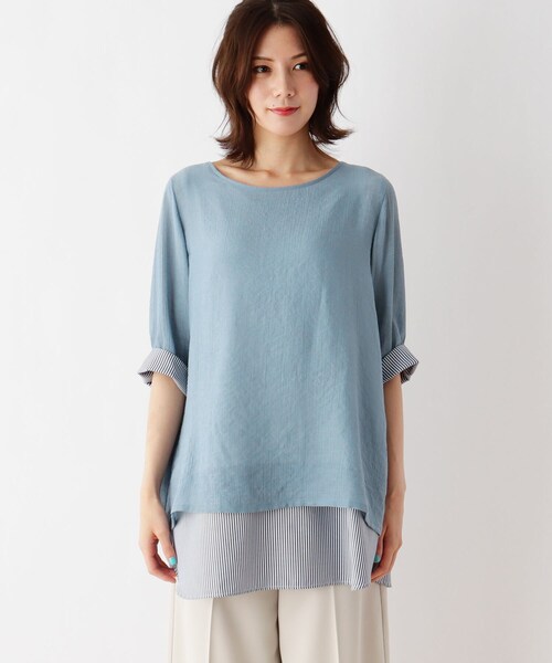 SHOO・LA・RUE（シューラルー）の「◆スラブレイヤード風プルオーバー（Tシャツ/カットソー・レディース・ライトブルー/ブラック/ベージュ/カーキ・02/03/04）」の5枚目の写真