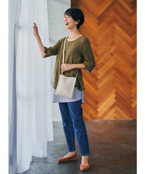 SHOO・LA・RUE（シューラルー）の「◆スラブレイヤード風プルオーバー（Tシャツ/カットソー・レディース・ライトブルー/ブラック/ベージュ/カーキ・02/03/04）」の6枚目の写真