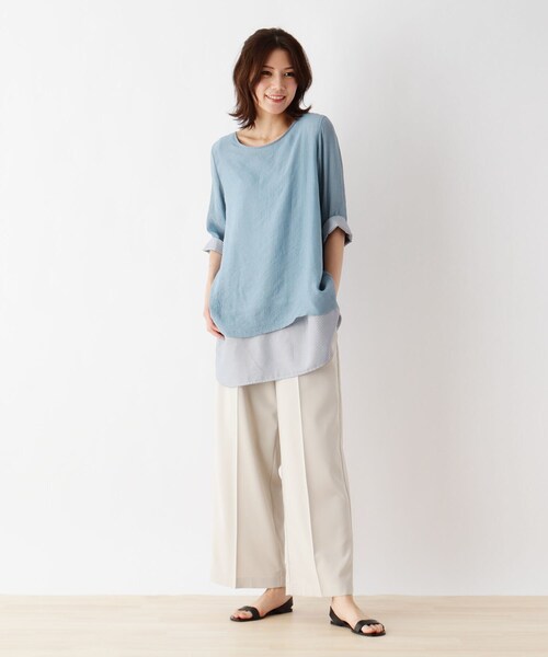 SHOO・LA・RUE（シューラルー）の「◆スラブレイヤード風プルオーバー（Tシャツ/カットソー・レディース・ライトブルー/ブラック/ベージュ/カーキ・02/03/04）」の14枚目の写真