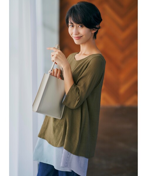 SHOO・LA・RUE（シューラルー）の「◆スラブレイヤード風プルオーバー（Tシャツ/カットソー・レディース・ライトブルー/ブラック/ベージュ/カーキ・02/03/04）」の15枚目の写真