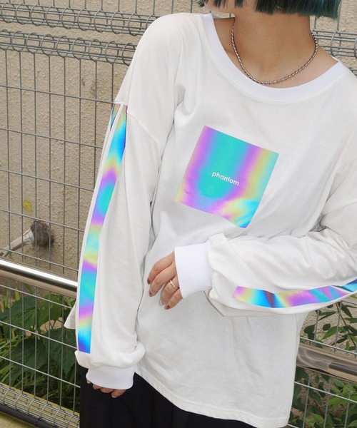 179/WG(イチナナキュウダブルジー)の「オーロラプリントロングTシャツ(Tシャツ/カットソー・レディース・チャコールグレー/グリーン/オフホワイト・FREE)」の18枚目の写真