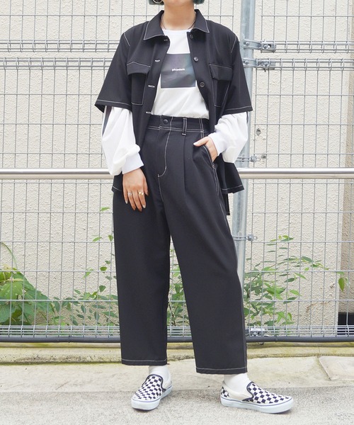 179/WG(イチナナキュウダブルジー)の「オーロラプリントロングTシャツ(Tシャツ/カットソー・レディース・チャコールグレー/グリーン/オフホワイト・FREE)」の19枚目の写真