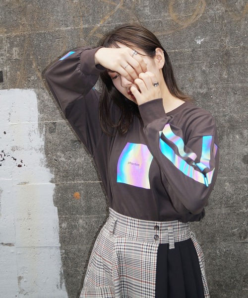 179/WG(イチナナキュウダブルジー)の「オーロラプリントロングTシャツ(Tシャツ/カットソー・レディース・チャコールグレー/グリーン/オフホワイト・FREE)」の21枚目の写真