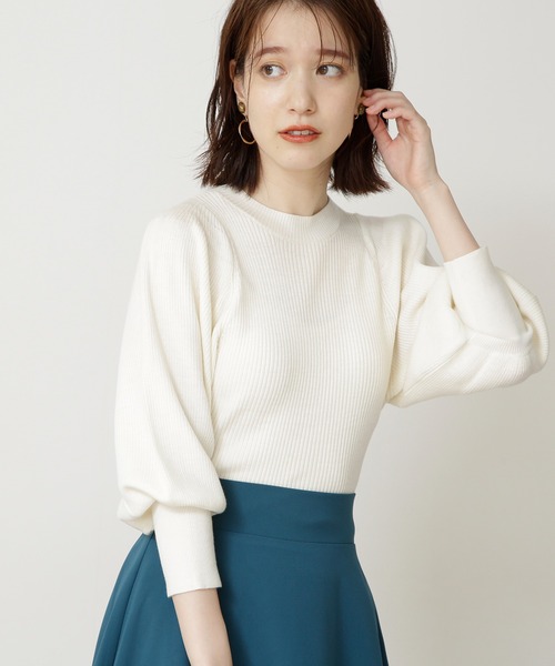 N.（N. Natural Beauty Basic）（エヌエヌナチュラルビューティーベーシック）の「◆ウールベーシックパフスリーブニット（ニット/セーター・レディース・オフホワイト/ブラック/グレー/ブルー/ピンク・MEDIUM）」の2枚目の写真