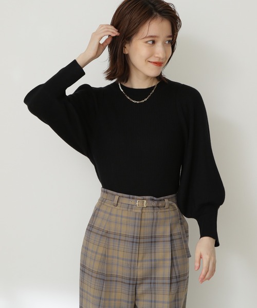 N.（N. Natural Beauty Basic）（エヌエヌナチュラルビューティーベーシック）の「◆ウールベーシックパフスリーブニット（ニット/セーター・レディース・オフホワイト/ブラック/グレー/ブルー/ピンク・MEDIUM）」の3枚目の写真