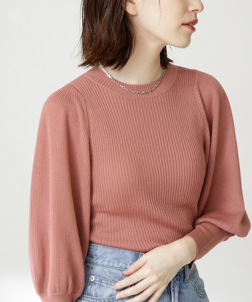 N.（N. Natural Beauty Basic）（エヌエヌナチュラルビューティーベーシック）の「◆ウールベーシックパフスリーブニット（ニット/セーター・レディース・オフホワイト/ブラック/グレー/ブルー/ピンク・MEDIUM）」の14枚目の写真