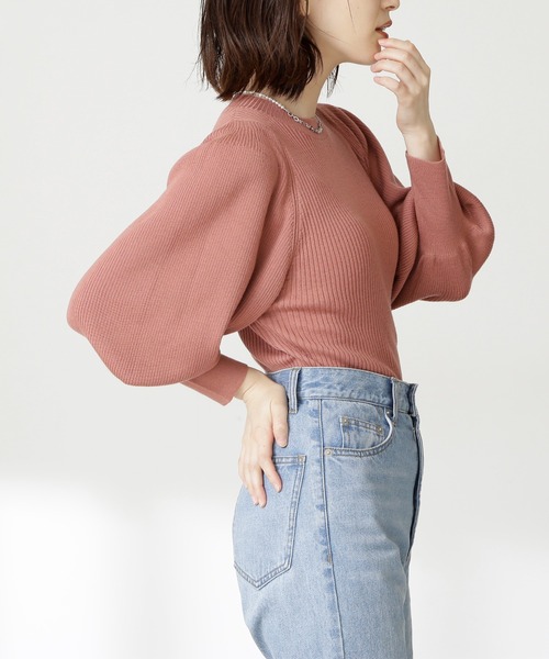 N.（N. Natural Beauty Basic）（エヌエヌナチュラルビューティーベーシック）の「◆ウールベーシックパフスリーブニット（ニット/セーター・レディース・オフホワイト/ブラック/グレー/ブルー/ピンク・MEDIUM）」の9枚目の写真