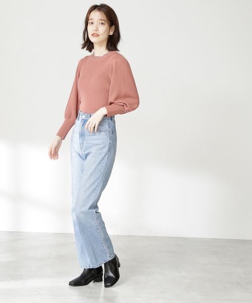 N.（N. Natural Beauty Basic）（エヌエヌナチュラルビューティーベーシック）の「◆ウールベーシックパフスリーブニット（ニット/セーター・レディース・オフホワイト/ブラック/グレー/ブルー/ピンク・MEDIUM）」の7枚目の写真