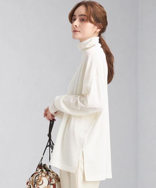 green label relaxing(グリーンレーベルリラクシング)の「ウォッシャブル ウール タートルネック プルオーバー カットソー(Tシャツ/カットソー・レディース・ダークブラウン/オフホワイト/オレンジ・FREE)」の1枚目の写真