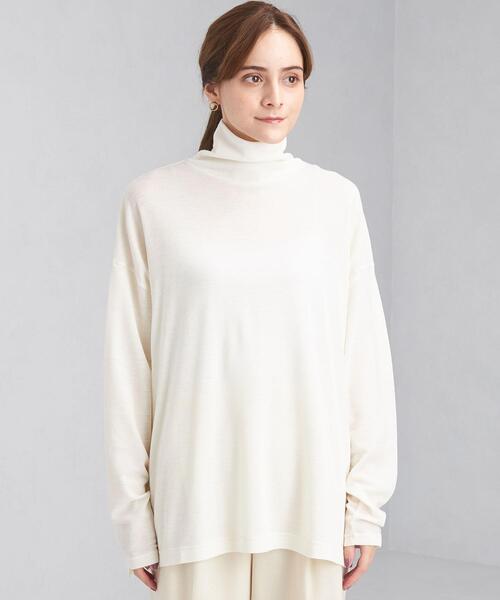 green label relaxing(グリーンレーベルリラクシング)の「ウォッシャブル ウール タートルネック プルオーバー カットソー(Tシャツ/カットソー・レディース・ダークブラウン/オフホワイト/オレンジ・FREE)」の7枚目の写真