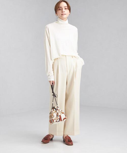 green label relaxing(グリーンレーベルリラクシング)の「ウォッシャブル ウール タートルネック プルオーバー カットソー(Tシャツ/カットソー・レディース・ダークブラウン/オフホワイト/オレンジ・FREE)」の4枚目の写真