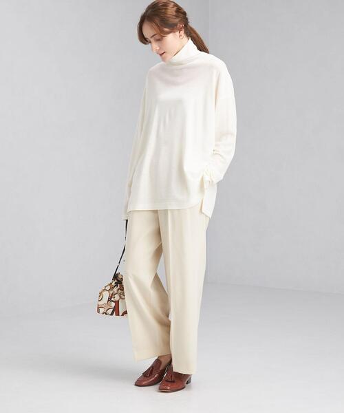 green label relaxing(グリーンレーベルリラクシング)の「ウォッシャブル ウール タートルネック プルオーバー カットソー(Tシャツ/カットソー・レディース・ダークブラウン/オフホワイト/オレンジ・FREE)」の8枚目の写真