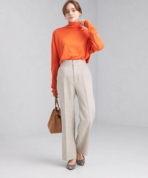 green label relaxing(グリーンレーベルリラクシング)の「ウォッシャブル ウール タートルネック プルオーバー カットソー(Tシャツ/カットソー・レディース・ダークブラウン/オフホワイト/オレンジ・FREE)」の18枚目の写真