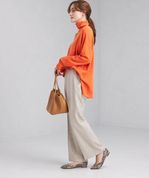 green label relaxing(グリーンレーベルリラクシング)の「ウォッシャブル ウール タートルネック プルオーバー カットソー(Tシャツ/カットソー・レディース・ダークブラウン/オフホワイト/オレンジ・FREE)」の22枚目の写真