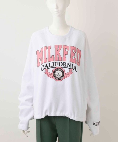 MILKFED.(ミルクフェド)の「COLLEGE LOGO SWEAT TOP(スウェット・レディース・ホワイト/ブラック/グリーン/ネイビー・ONE SIZE)」の10枚目の写真