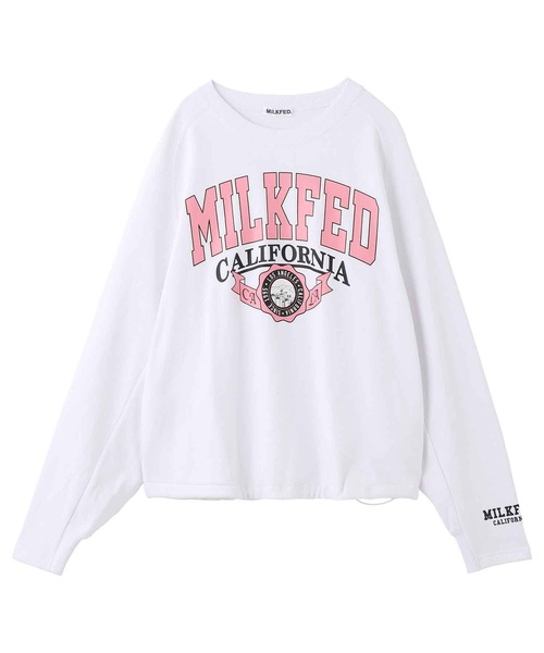 MILKFED.(ミルクフェド)の「COLLEGE LOGO SWEAT TOP(スウェット・レディース・ホワイト/ブラック/グリーン/ネイビー・ONE SIZE)」の19枚目の写真