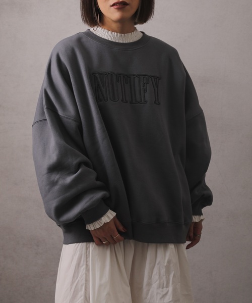 ap retro（アプレトロ）の「刺繍ロゴボリューム袖裏毛プルオーバー（Tシャツ/カットソー・レディース・スミクロ/アイボリー/ブルー/グレイッシュブルー・FREE）」の22枚目の写真