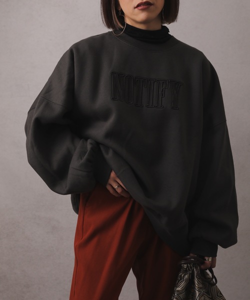 ap retro（アプレトロ）の「刺繍ロゴボリューム袖裏毛プルオーバー（Tシャツ/カットソー・レディース・スミクロ/アイボリー/ブルー/グレイッシュブルー・FREE）」の12枚目の写真
