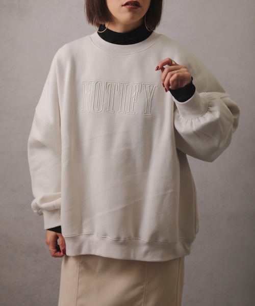 ap retro（アプレトロ）の「刺繍ロゴボリューム袖裏毛プルオーバー（Tシャツ/カットソー・レディース・スミクロ/アイボリー/ブルー/グレイッシュブルー・FREE）」の6枚目の写真