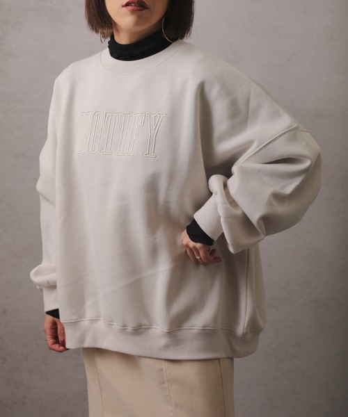 ap retro（アプレトロ）の「刺繍ロゴボリューム袖裏毛プルオーバー（Tシャツ/カットソー・レディース・スミクロ/アイボリー/ブルー/グレイッシュブルー・FREE）」の7枚目の写真