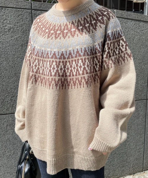 CIAOPANIC(チャオパニック)の「■【WEB限定】求心柄ニット(ニット/セーター・レディース・グレー/ベージュ/アイボリー/ブラック・FREE)」の5枚目の写真