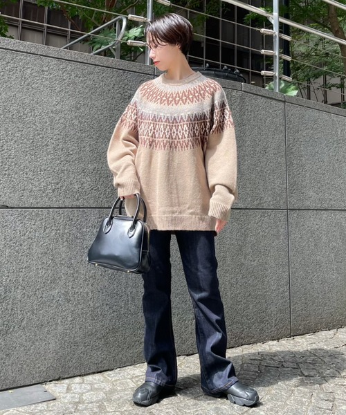 CIAOPANIC(チャオパニック)の「■【WEB限定】求心柄ニット(ニット/セーター・レディース・グレー/ベージュ/アイボリー/ブラック・FREE)」の7枚目の写真