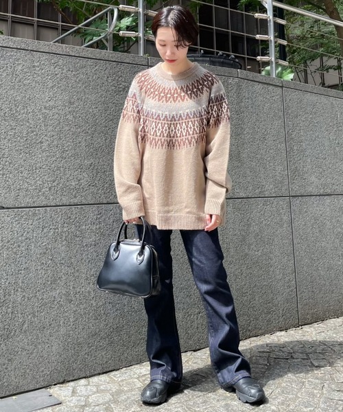 CIAOPANIC(チャオパニック)の「■【WEB限定】求心柄ニット(ニット/セーター・レディース・グレー/ベージュ/アイボリー/ブラック・FREE)」の8枚目の写真