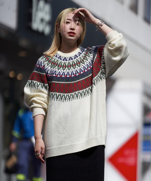 CIAOPANIC(チャオパニック)の「■【WEB限定】求心柄ニット(ニット/セーター・レディース・グレー/ベージュ/アイボリー/ブラック・FREE)」の10枚目の写真