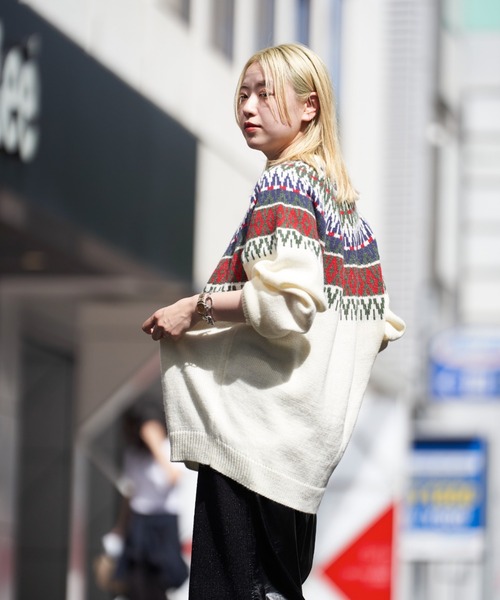 CIAOPANIC(チャオパニック)の「■【WEB限定】求心柄ニット(ニット/セーター・レディース・グレー/ベージュ/アイボリー/ブラック・FREE)」の12枚目の写真
