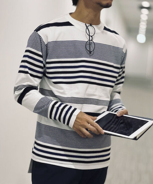 NOLLEY'S goodman（ノーリーズグッドマン）の「パネルタックボーダー プルオーバー（Tシャツ/カットソー・メンズ・ホワイト系4/ネイビー/その他/ブラック系3/ネイビー系3・LL/FREE/M/S/L）」の19枚目の写真
