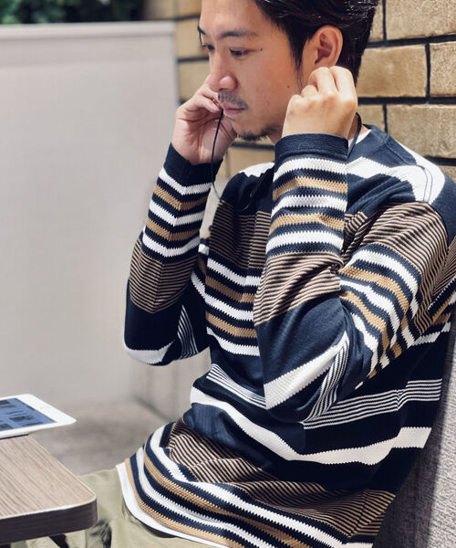 NOLLEY'S goodman（ノーリーズグッドマン）の「パネルタックボーダー プルオーバー（Tシャツ/カットソー・メンズ・ホワイト系4/ネイビー/その他/ブラック系3/ネイビー系3・LL/FREE/M/S/L）」の21枚目の写真